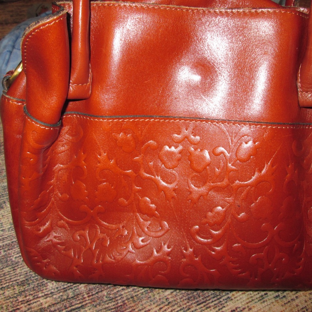 Patricia Nash Embossed Leather Ashford Satchel - Tan Folklore